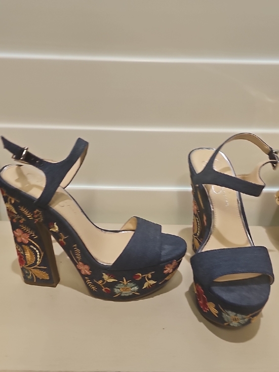 Jessica Simpson Shoes - Jessica Simpson Navy Embroidered Platform Sandals
